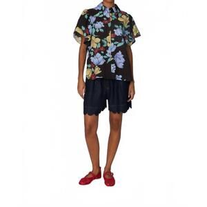 NEW STELLA NOVA flowered button-down shirt in dark flowers
